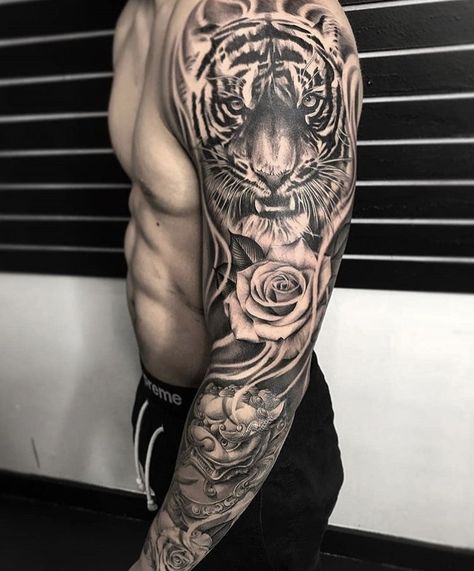 Portrait Tattoo Sleeve, Tiger Tattoo Sleeve, Lion Tattoo Sleeves, Rose Sleeve, Viking Metal, Hamsa Tattoo, Tiger Tattoo Design, Men Tattoos Arm Sleeve, Marvel Tattoos