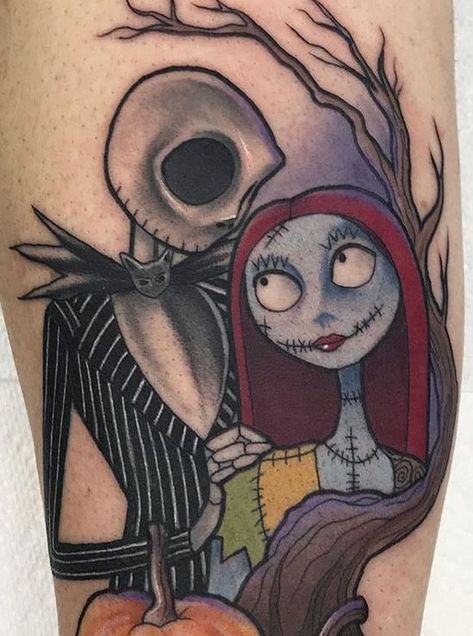 Simba Tattoo, Jack Skellington Tattoo, Zero Nightmare Before Christmas, Tim Burton Tattoo, Jack Tattoo, Jack Y Sally, Nightmare Before Christmas Tattoo, Christmas Tattoo, Sally Nightmare