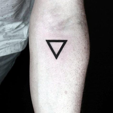 Small Minimalist Black Ink Outline Guys Triangle Inner Forearm Tattoo Triangle Tattoo Meaning, Prince Tattoo, Inner Forearm Tattoo, Tattoo Minimal, Dibujos Tattoo, Kunst Tattoos, Triangle Tattoos, Tattoo Inspiration Men, Geometric Tattoo Design