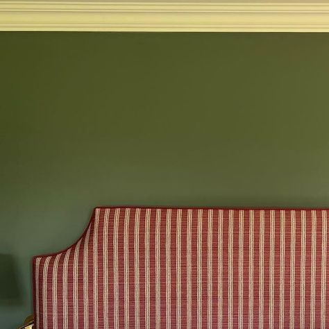 Headboards And Ottomans, Striped Upholstered Bed, Striped Upholstered Headboard, Ticking Stripe Headboard, Painted Fabric Headboard, Striped Headboard Bedroom, Red Headboard Bedroom, Colourful Headboard, Burgundy Headboard