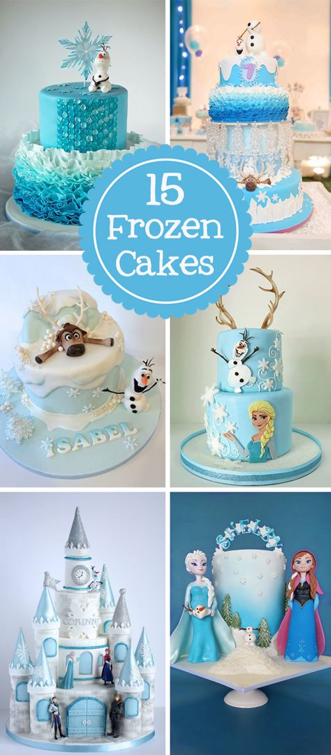 15 GORGEOUS cakes inspired by the movie Frozen... these are phenomenal. Frozen Cake Ideas, Elsa Torte, Pastel Frozen, Frozen Birthday Party Cake, Bolo Frozen, Frozen Bday Party, Cupcakes Decorados, Frozen Inspired, Themed Birthday Cakes