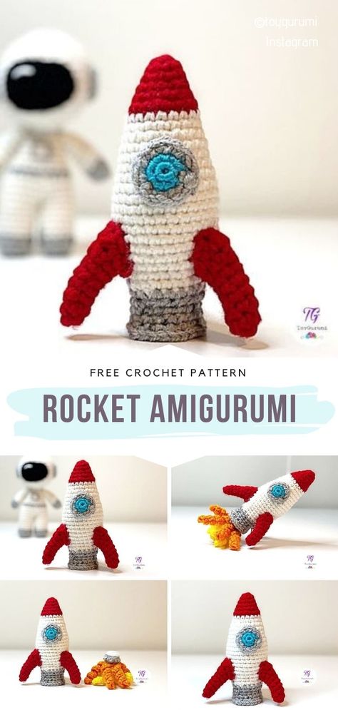 Rocket Crochet Pattern Free, Space Crochet Pattern Free, Space Amigurumi, Space Crochet Pattern, Crochet Rocket, Space Crochet, Crochet Space, Crochet Lovey Free Pattern, Amigurumi Design