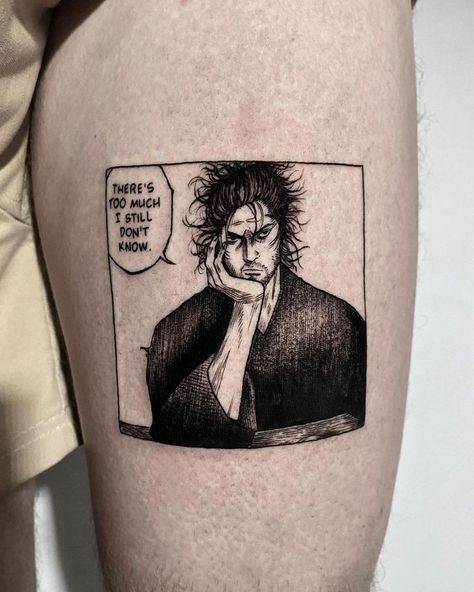 Miyamoto Musashi Tattoo Art, Manga Panel Tattoo Ideas, Amine Tattoos, Vagabond Tattoo Ideas, Tattoo Ideas For Men Aesthetic, Anime Tattoo Ideas For Men, Miyamoto Musashi Tattoo, Musashi Tattoo, Vagabond Anime