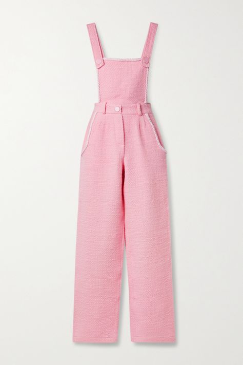 Jumpsuit Outfit Baddie, Ingenue Natural, Rowen Rose, Tweed Jumpsuit, Natural Gamine, Jacquemus Dress, Pink Overalls, Rose Clothing, Pink Tweed