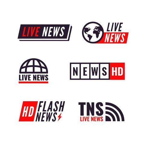 News logo collection | Free Vector #Freepik #freevector #logo #business #design #template Newsletter Logo Design, Daily News Logo, News Agency Logo, News Channel Logo Design Ideas, News Channel Logo, News Logo Design, News Branding, News Icon, Writer Logo