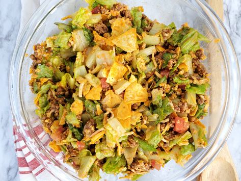 Keto Catalina Taco Salad - Everyday Shortcuts Catalina Taco Salad, Taco Salad With Catalina Dressing, Catalina Dressing Recipes, Catalina Salad, Chicken Taco Salad Recipe, Dorito Taco Salad, Catalina Salad Dressing, Dorito Taco, Taco Salad Ingredients