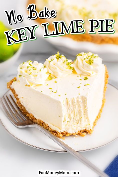 This No Bake Key Lime Pie recipe features an irresistible sweet and tangy filling in a buttery, homemade graham cracker crust. With a refreshing lime flavor, this no bake dessert is the perfect summer pie for cookouts and parties! Kelime Pie Recipe, Key Lime Pie With Graham Cracker Crust, Easy No Bake Key Lime Pie, Traditional Key Lime Pie Recipe, Key Lime Pie With Condensed Milk, Easy Key Lime Pie Recipe No Bake, No Bake Pies With Graham Cracker Crust, Key Lime Pie Mini, No Bake Key Lime Cheesecake