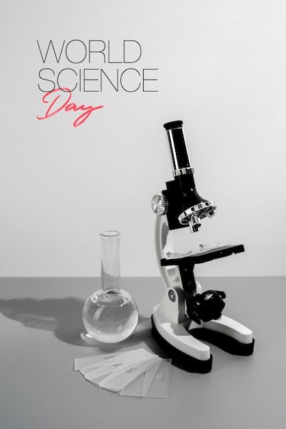 World science day arrangement with micro... | Free Photo #Freepik #freephoto #substance #chemical-laboratory #science-lab #lab Lab Technician Day, Medical Profile, World Science Day, Chemical Laboratory, Science Day, Lab Technician, About World, Laboratory Science, Science Lab