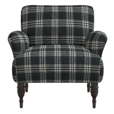 Plaid Chair, Wide Armchair, Patterned Armchair, Grey Armchair, Upholstered Armchair, Upholstered Arm Chair, Accent Chairs For Living Room, Black Sea, Birch Lane