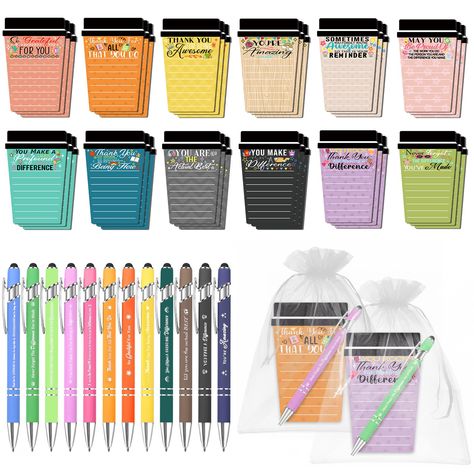 PRICES MAY VARY. Adequate Quantity and Styles: you will receive 108 pieces of employee gifts including 36 pads of sticky notes in 12 different styles(3 pads for each styles, 20 sheets for each pad), 36 pieces of inspirational pens in 12 styles and 36 pieces white organza bags; Sufficient quantity and various styles can meet your various needs, you can also share with your family and friends Innovative and Inspirational Design: our appreciation notepads are designed with uanique coffee cup shape Teacher Appreciation Gift Bags, Salon Client Gifts Christmas, Thank You Gifts For Coworkers, Coworker Thank You Gift, Client Gifts Christmas, Thank You Nurse Gifts, Staff Appreciation Gifts, Nurse Office, Employee Appreciation Gifts