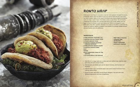 PHOTOS: Seven New Recipes From Star Wars: Galaxy’s Edge – The Official Black Spire Outpost Cookbook, Including a Take on Ronto Wraps and Tip-Yip! - WDW News Today Galaxys Edge Recipes, Alien Food, Star Wars Cookbook, Disneyland Recipes, Geek Recipes, Movie Recipes, Black Spire Outpost, Movie Food, Disney Foods