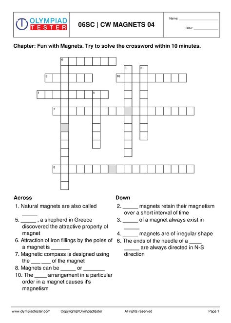 Class 6 Science worksheets - Crossword puzzles - Fun with magnets to excel at CBSE (NCERT) and Science Olympiad exams. Calander Ideas, Christmas Crossword Puzzles, Thanksgiving Puzzle, Fill In Puzzles, Christmas Crossword, Christmas Puzzles, Harry Potter Printables Free, Printable Crossword Puzzles, Fun Magnets