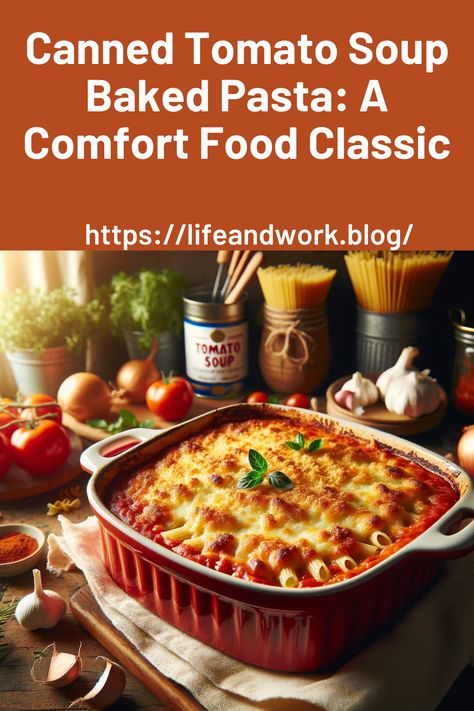 Canned Tomato Soup Baked Pasta: A Comfort Food Classic Cambells Tomato Soup Recipes, Condensed Tomato Soup Recipe, Baked Pasta Recipe, Campbells Soup Recipes, Condensed Tomato Soup, Canned Tomato Soup, Simple Pantry, Baked Pasta, Baked Pasta Recipes