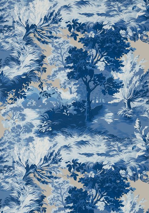 Flax Designs, Construction Wallpaper, Blue And White Wallpaper, Thibaut Wallpaper, Toile Wallpaper, Romantic Wallpaper, Blue Toile, View Wallpaper, Romantic Colors