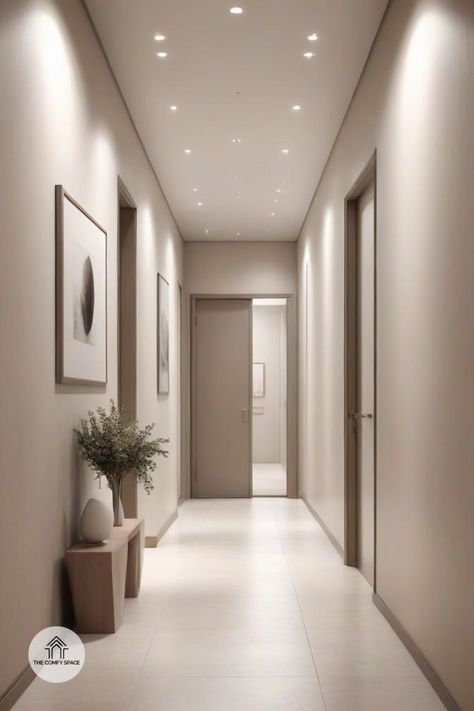 Entrance Hallway Panelling, Hallway Ideas Luxury, Long Corridor Design, Hallway Background, Entrance Walkway, Gallery Hallway, Elegant Hallway, Elegant Entrance, Comfy Space