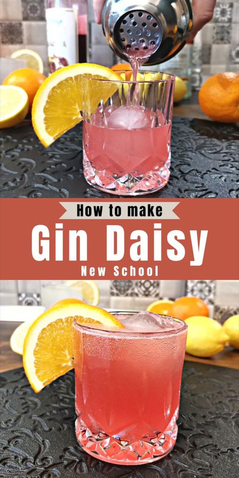 Gin Daisy, Food For Fitness, Daisy Cocktail, Grenadine Cocktail, Gin Drink Recipes, Easy Gin Cocktails, Best Gin Cocktails, Cocktail Drinks Alcoholic, Light Yellow Color