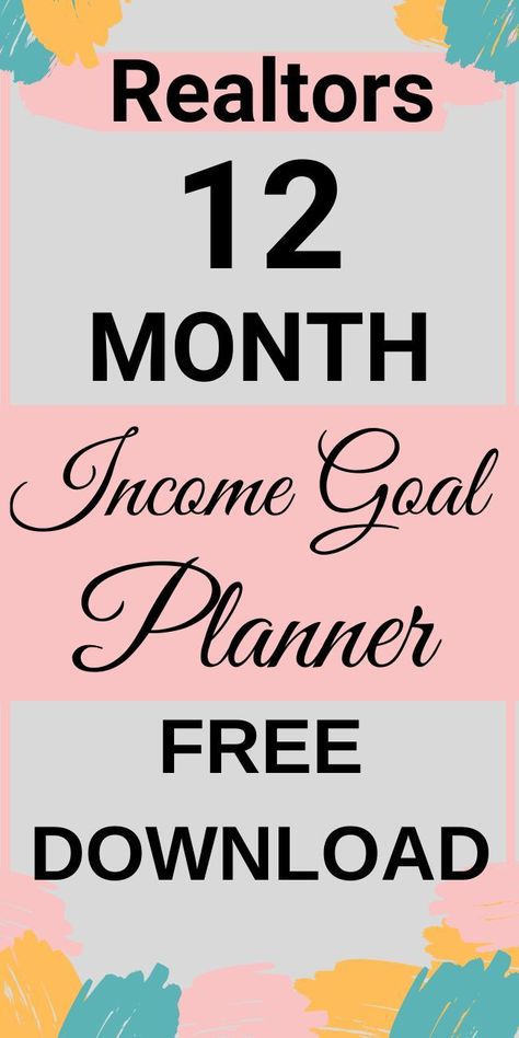 FREE Realtor Income Goal Planner.  January - December Goal Planner.  GET YOURS HERE. Realtor Planner, Goal Planner Free, Real Estate Marketing Ideas, Planner January, Real Estate Agent Branding, Real Estate Training, Best Year Ever, Month Planner, Real Estate Education