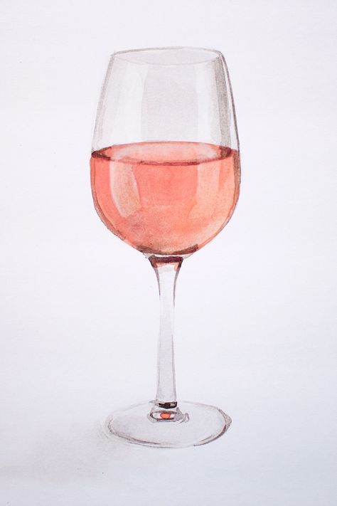 Rosé all day! This wine painting was created with watercolor on Readi-Board. Rosé Wine Glasses, Rose Wine Illustration, Watercolor Wine Glass Tutorial, Wine Glass Watercolor Painting, Watercolor Wine Glass Painting, Wine Glass Watercolor, Wine Drawing, Wine Watercolor, Wine Glass Illustration