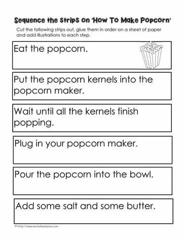 Procedure-How-To-Make-Popcorn Sequencing Worksheets 2nd, Procedural Text Activities, Sequencing Worksheets 3rd Grade, Sequencing Activities 3rd Grade, Popcorn Worksheets, Sequence Of Events Worksheets, Procedure Writing, Story Sequencing Worksheets, Paragraph Worksheets