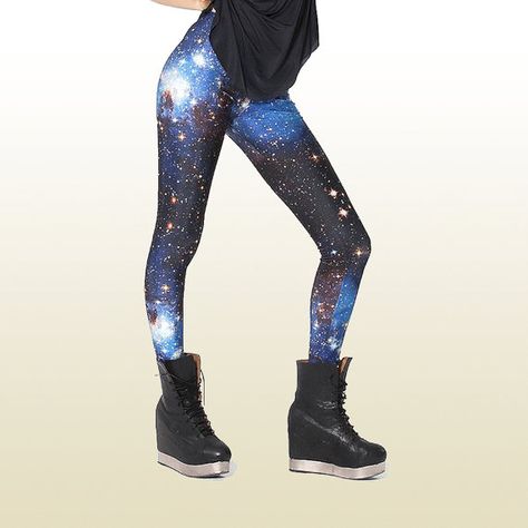 Space Print Leggings for Women  Yoga Leggings Workout by PIXYLEG Galaxy Pants, Galaxy Print Leggings, Space Leggings, Sporty Leggings, Gothic Leggings, High Waist Sports Leggings, Galaxy Leggings, Blue Galaxy, Color Block Leggings