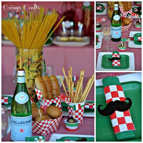 Italy Party Theme, Little Italy Party, Italian Party Decorations, Italian Dinner Party Decorations, Pizza Party Birthday, Italy Party, Italian Themed Parties, Italian Bistro, Italian Dinner Party