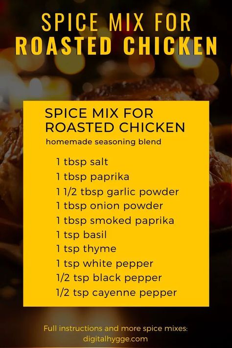 7 Homemade Spice Mixes For Chicken | DIY Seasoning & Edible Gifts Homemade Spice Mixes, Roast Chicken Seasoning, Diy Edible Gifts, Edible School Supplies, Spice Rubs, Homemade Dry Mixes, Kfc Recipe, Dry Rub Recipes, Chicken Rub