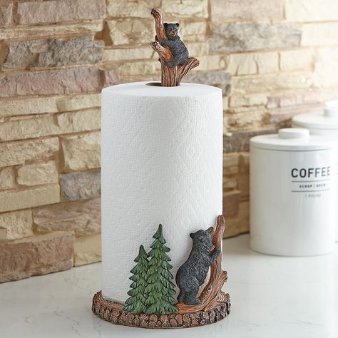 PRICES MAY VARY. 60 Day No Hassle Returns A Black Forest Decor Exclusive - Add a charming woodland accent to your kitchen with this adorable polyresin paper towel holder featuring an adventurous pair of tree climbing bears.A Black Forest Decor Exclusive Padded Base 7.2"W x 7.1"D x 14.25"H Polyresin Construction Bear Cub Topper Black Bear Decor, Tre Kunst, Rustic Paper, Black Forest Decor, Rustic Kitchen Design, Rustic Cabin Decor, Bear Decor, Rustic Kitchen Decor, Cabin Style