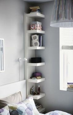 Ikea Bed Frames, Ikea Bedroom Furniture, Lack Shelf, Ikea Lack Shelves, Cama Ikea, Design Ložnic, Wall Shelf Unit, Bedroom Hacks, Ikea Lack