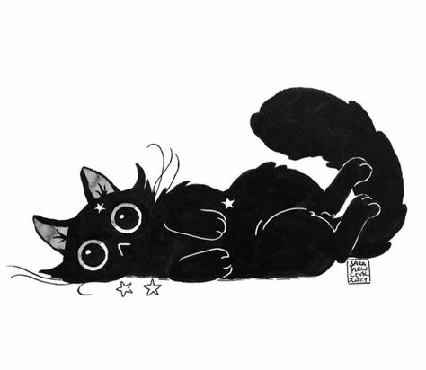 Fluffy Black Cat, Unusual Animal Friendships, Animal Friendships, Black Cat Drawing, Magic Runes, Black Cat Aesthetic, Cats Art Drawing, Black Cat Tattoos, Cat Doodle