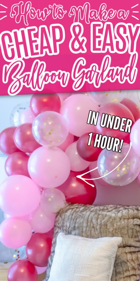 How To Make A Balloon Garland Diy Easy, Diy Small Balloon Garland, Homemade Balloon Arch, Birthday Ballons Decoration Ideas Simple, Easy Balloon Backdrop, Homemade Birthday Decorations Diy Ideas, Easy Balloon Decorations For Birthday, How To Make A Balloon Arch Diy Easy, Diy Bday Decorations