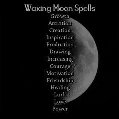 Waxing Moon Spells, Ritual Spells, Totem Animals, Lunar Magic, Waxing Moon, Moon Spells, Under Your Spell, Magick Spells, Candle Magick