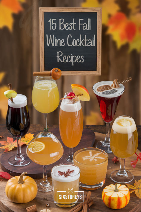 15 Best Fall Wine Cocktail Recipes Fall Sparkling Wine Cocktails, Fall Wine Cocktails, Fall Wine Drinks, White Wine Cocktail, Sparkling Wine Cocktails, Wine Cocktail Recipes, Italian Cocktails, Autumn Wine, Seasonal Drinks