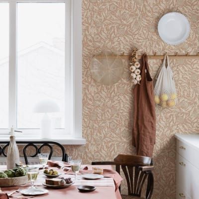 Lovisaslind House Tour | Sandberg Wallpaper Swedish Wallpaper, Wallpaper Brands, Trailing Flowers, Complex Art, Sandberg Wallpaper, Iconic Wallpaper, Beautiful Dining Rooms, W Wallpaper, Arts Crafts Style