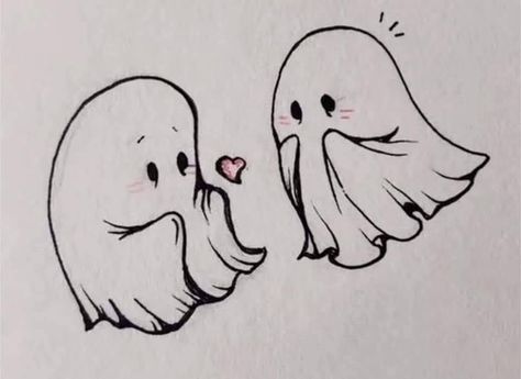 Ghosts In Love, Love Doodles, Cute Wild Animals, Simple Doodles, Doodle Drawings, Anime Films, Book Journal, Animals Wild, Cute Art