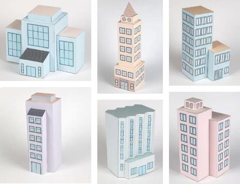 PAPERMAU: City With Skyscrapers Playset Paper Model For Kids - by Brother Paper City Model, City Paper Craft, Paper City Printable Template, Maths City Model, Cardboard Building Model, Build A City Printable Free, School Models Project, Diy Cardboard Building, Cardboard Skyscraper