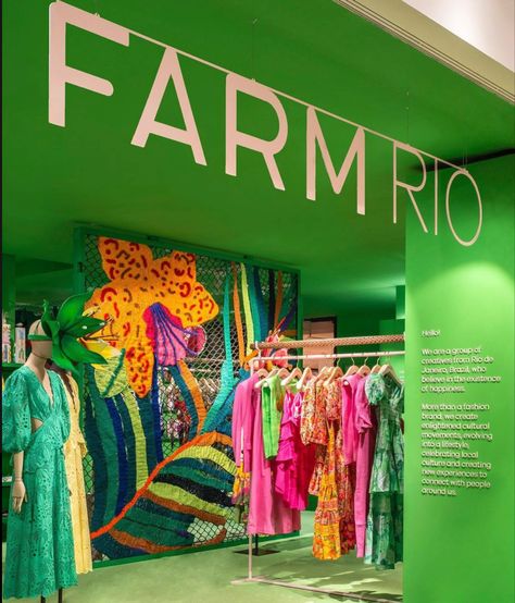 LE BON MARCHE DEPARTMENT STORE, Rue de Sevres, Paris, France. “It’s Tropical ⛱️… Mon Amour” Summer Pop-Up by Farm Rio. Uploaded, pinned, post by Ton van der Veer. Tropical Greenhouses, Clothing Store Displays, Fruit Pops, Pinned Post, Exhibition Booth, Store Displays, Rive Gauche, Pop Up Stores, Farm Rio