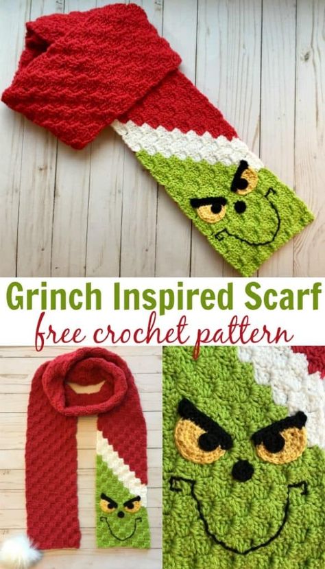 Grinch Inspired C2C Scarf Free Crochet Pattern Confection Au Crochet, Crochet Easy, C2c Crochet, Holiday Crochet, Haken Baby, Christmas Crochet Patterns, Scarf Crochet Pattern, Ideas Crochet, Yarn Projects