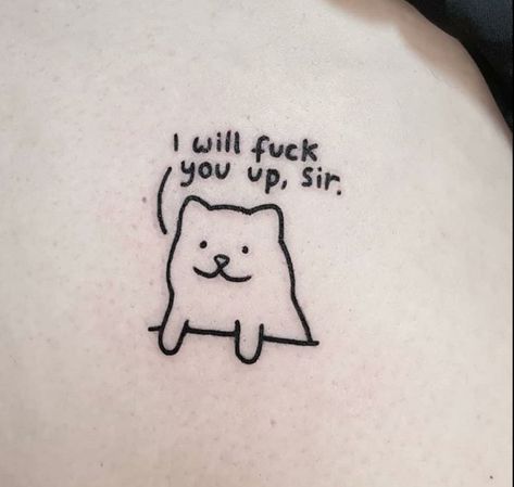 Cool Simple Tattoos For Guys, Funny Small Tattoos, Dumbest Tattoos, Tattoo Gato, Feminine Shoulder Tattoos, Clever Tattoos, Creepy Tattoos, Doodle Tattoo, Bff Tattoos