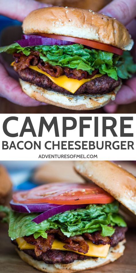 Camp Fire Hamburgers, Glamping Camper, Camper Food, Campfire Cooking Recipes, Easy Camping Breakfast, Campfire Meals, Camping Foods, Homemade Bacon, Camping Hacks Food