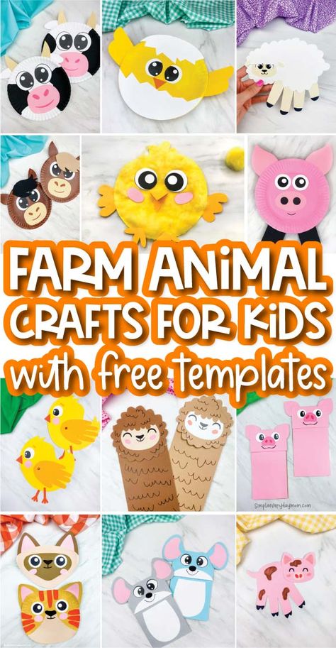 Easy Farm Animal Crafts, Animal Crafts For Kids Easy, Farm Animal Crafts For Kids, Farm Animals Crafts, Preschool Farm Crafts, Farm Theme Crafts, Animal Crafts Preschool, Farm Animals Preschool, Farm Animals Activities