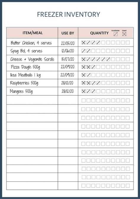 Freezer Inventory Printable Restaurant Freezer Organization, Fridge Inventory Printable Free, Freezer Inventory Printable Free, Freezer Inventory List, Kitchen Inventory List, Freezer Inventory Printable, Pantry Inventory Printable, Fridge Inventory, Freezer Inventory