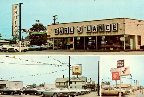 1972 Earl J. Lance Buick-GMC Dealership, Elyria, Ohio Elyria Ohio, Used Car Lots, Chevrolet Dealership, Vintage Architecture, Car Lot, The Old Days, Car Dealership, Street Scenes, Gas Station