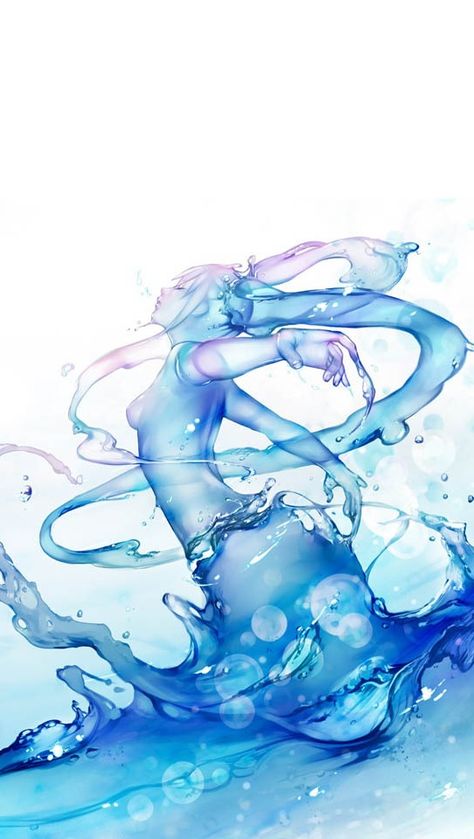 Water girl Water Spirit, Girl In Water, Water Art, Art Et Illustration, Arte Fantasy, 판타지 아트, Hatsune Miku, Fantasy Creatures, Animation Art