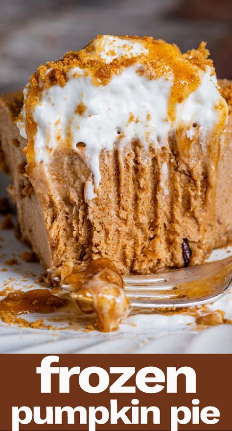 Looking for an alternative to traditional pumpkin pie? Try this frozen pumpkin pie made with coffee ice cream sitting inside a gingersnap crust. An easy pumpkin recipe for the holidays! Frozen Pumpkin Pie Recipe, Freezing Pumpkin, Gingersnap Crust Recipes, Frozen Pumpkin Pie, Traditional Pumpkin Pie, Pumpkin Pie Ice Cream, Frozen Pumpkin, Icebox Pie, Gingersnap Crust