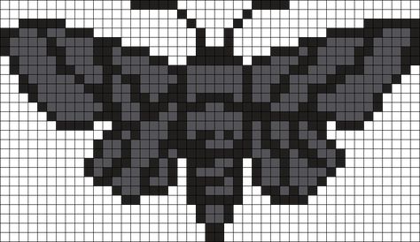 Moth Perler Bead Pattern / Bead Sprite Beaded Moth Pattern, Moth Bead Pattern, Moth Knitting Pattern, Moth Perler Bead Patterns, Perler Bead Moth, Moth Perler Beads, Moth Pixel Art, Cross Stitch Skull, Pony Bead Projects