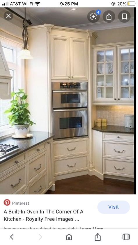 Oven In The Corner, Kitchen Renovation Hacks, Kitchen Island Layout, Wall Oven Kitchen, Magnolia Kitchen, Kitchen Remodel Plans, Kitchen Storage Hacks, Cabin Kitchen, White Kitchen Remodeling