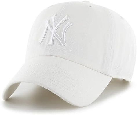 47 New York Yankees Mens Womens Clean Up Adjustable Strapback Coconut White Hat with White Logo Ny Yankees Hat, New York Yankees Hat, Yankee Hat, New York Yankee Hat, Yankees Hat, Ny Yankees, White Hat, 47 Brand, Central Florida