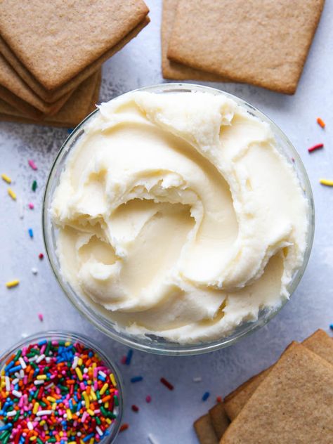 Graham Crackers and Frosting | completelydelicious.com Frosted Graham Crackers, Frosting For Graham Crackers, Graham Cracker Icing, Graham Crackers And Frosting, Gram Cracker Cookie Recipe, Graham Cracker Frosting, Graham Cracker Dessert, Graham Cracker Toffee, Cracker Dessert