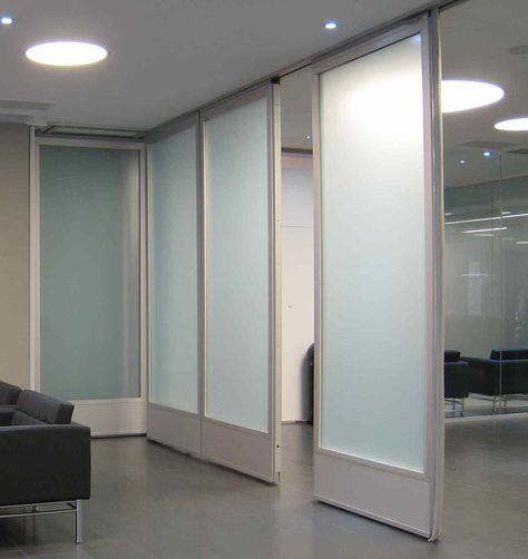 Acoustically rated movable glass partitions for offices by Hufcor. Translucent glass provides visual privacy yet allows natural light to enter meeting rooms. Perfect for LEED® projects. Chinese Room Divider, Room Divider Headboard, Temporary Room Dividers, Room Divider Shelves, Metal Room Divider, Room Divider Bookcase, Fabric Room Dividers, Wall Divider, Portable Room Dividers