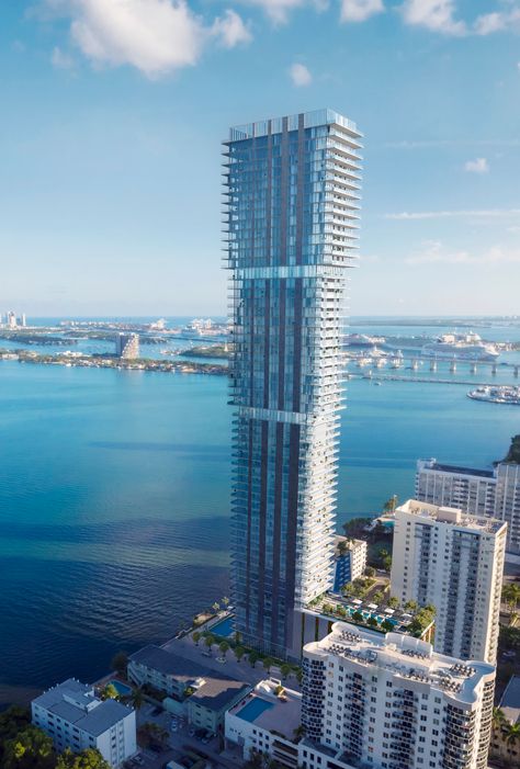 Miami construction: Elysee goes vertical after massive concrete pour - Curbed Miami Miami Building, Construction Loans, Building Material, Urban Architecture, Water Views, The Building, Miami Fl, Building Materials, South Florida